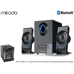 Mikado MD-1700BT 2+1 Black USB SD FM Supported Multimedia Bluetooth Speaker